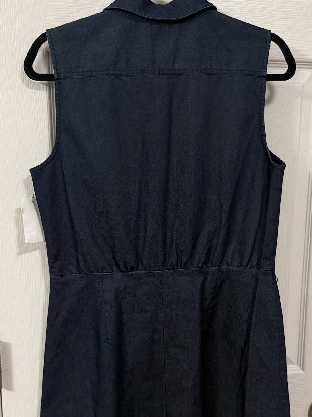 Sleeveless Denim Blue Dress Front Pleated Office Wear Career Cocktail - Picture 15 of 16